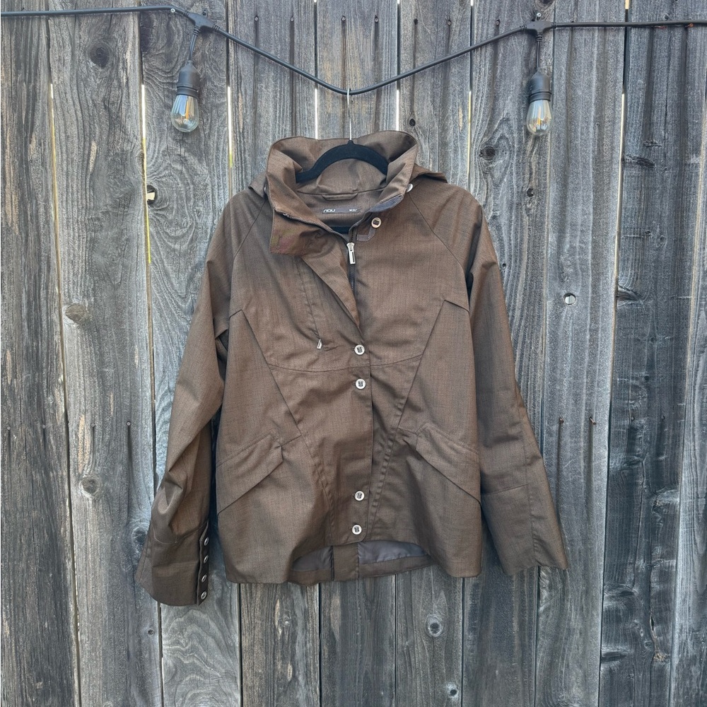 Nau EcoCircle Brown All Weather Zip Up Hooded Coat Waterproof Windbreaker medium